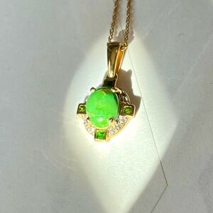 Jade Green Peridot 925 India 14Kgf silver